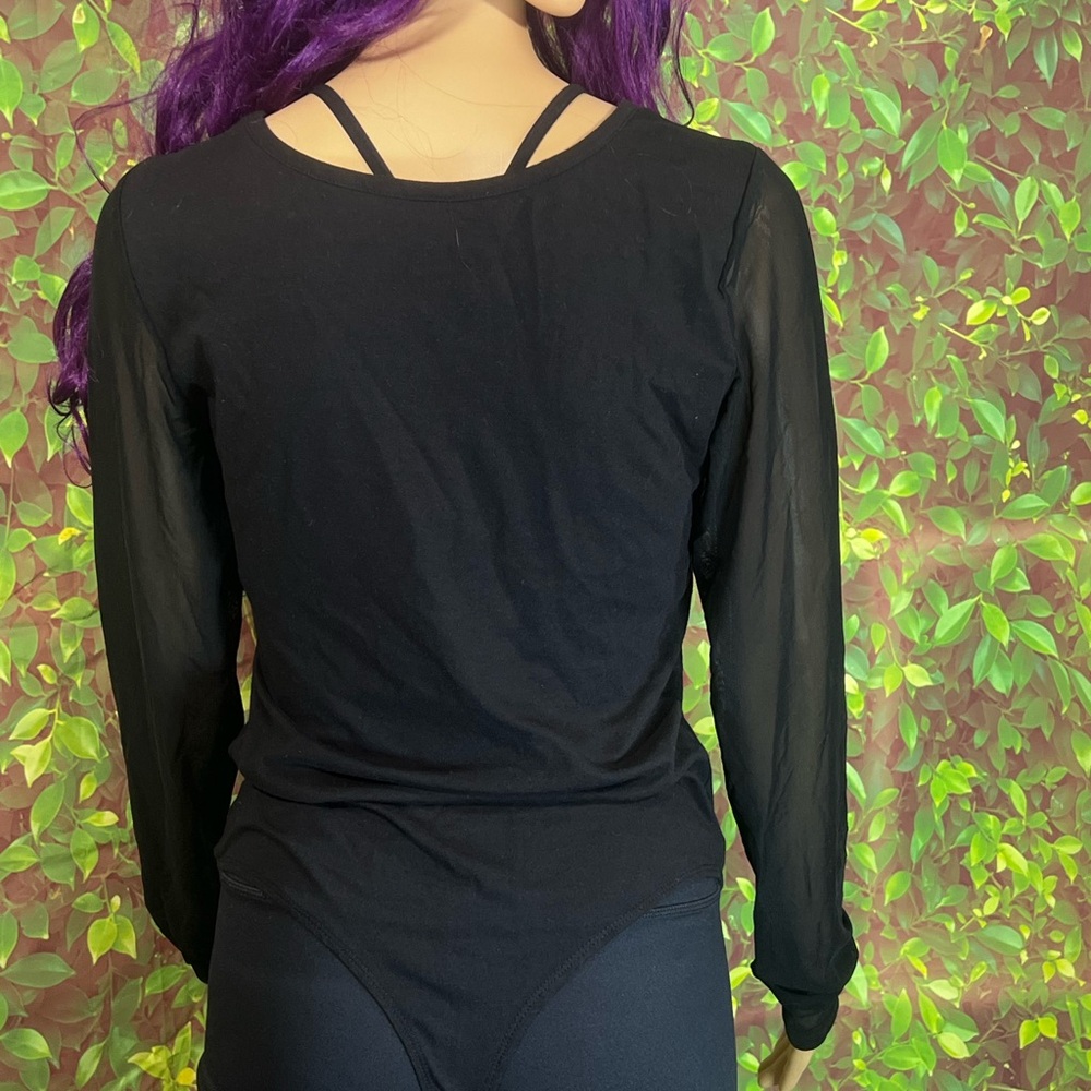 Black Sheer Sleeve Top - Picture 5 of 11
